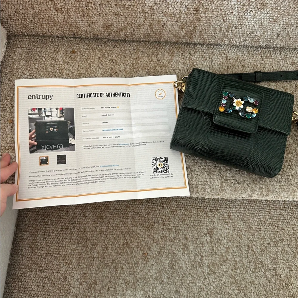 Dolce & Gabbana Forest Green Lizard Embossed Leather DG Millennials Shoulder Bag